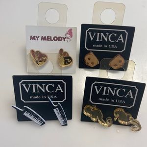 Earring Bundle: Seahorse, Cat, My Melody, Keyboard